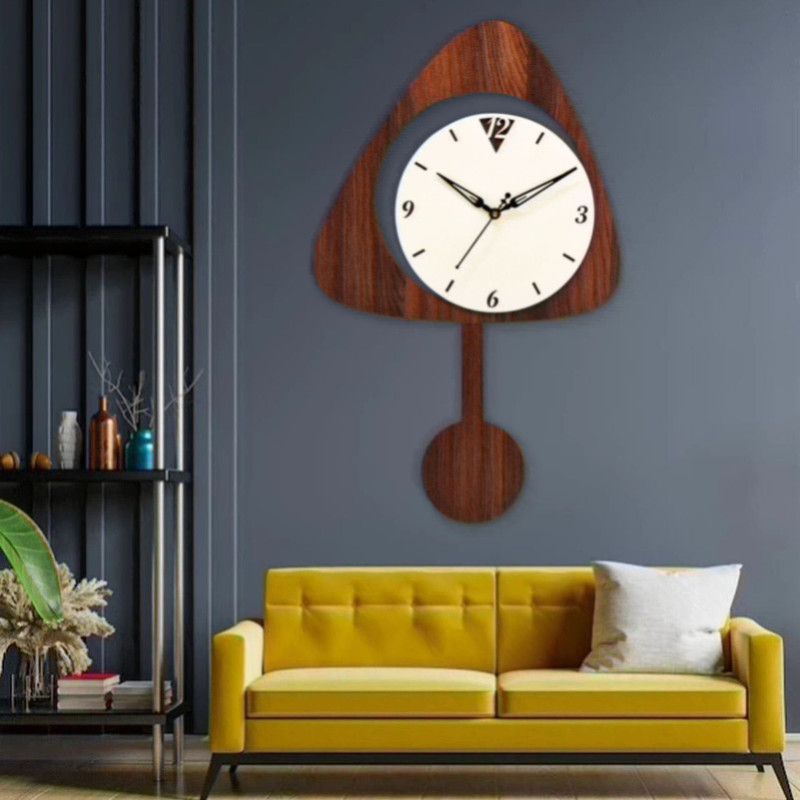Cube X Analog 45 cm X 28 cm Wall Clock  (Brown, Beige, Without Glass, Pendulum)