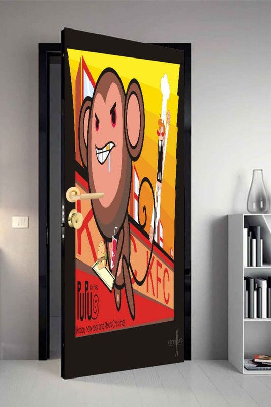 QTH 213 cm Cartoon Dor-2338 Design Door Sticker Self Adhesive Sticker  (Pack of 1)