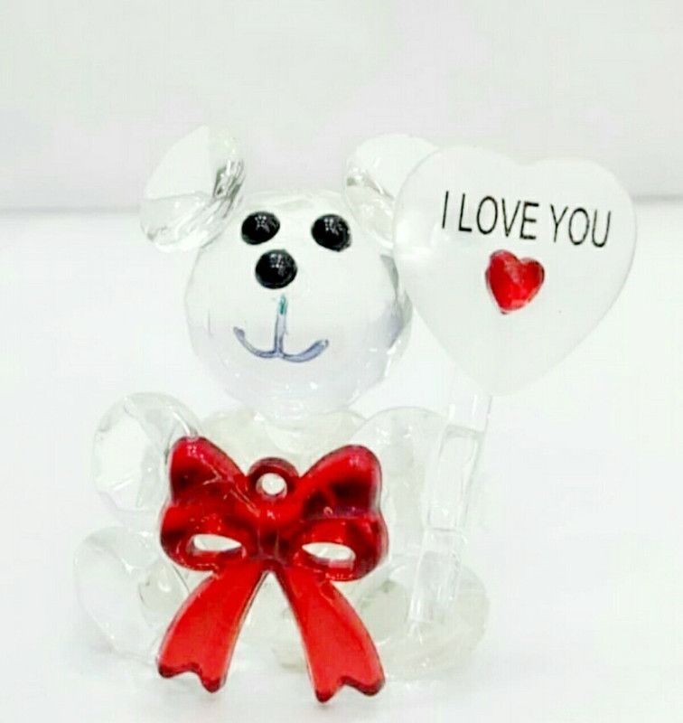 Anant Gift Gallery Beautiful Crystal Teddy Bear Decorative Showpiece - 5 cm  (Glass, Clear)