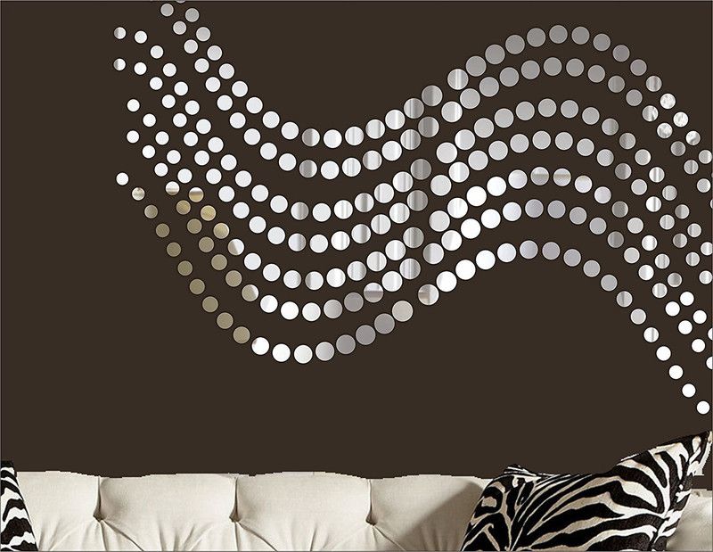 RadhaKripa 151 cm Dots 100 silver 3D Acrylic Stickers Mirror Stickers Wall Stickers Self Adhesive Sticker  (Pack of 1)