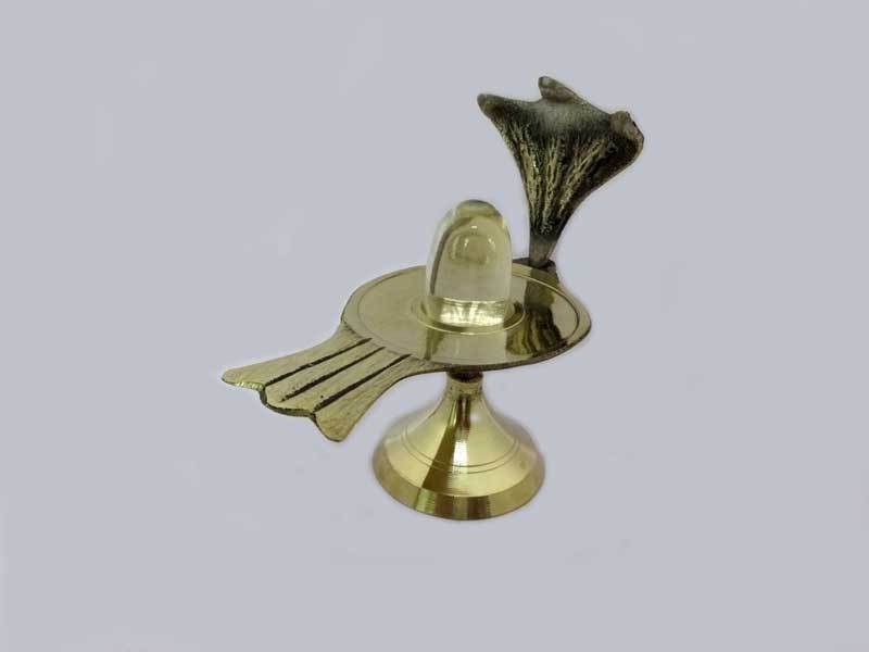 Sitare 50.51 gm Shivling With Sphatik Crystal Lingam 120 ct. Decorative Showpiece - 8.5 cm  (Brass, Beige)