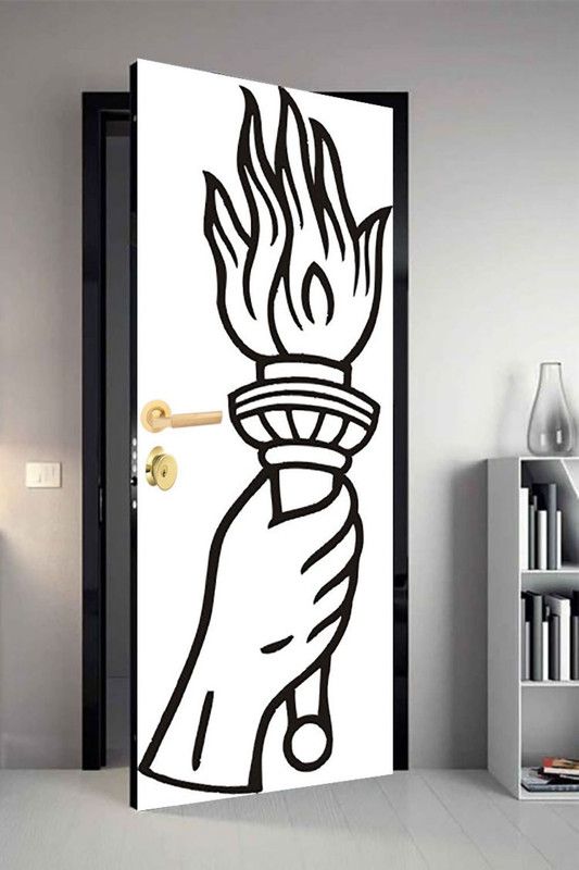 qth 213 cm Line Art Dor-1458 Design Door Sticker Self Adhesive Sticker  (Pack of 1)
