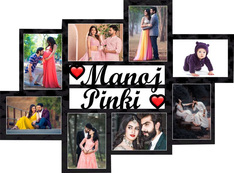 Pihu Creation Wood Personalized, Customized Gift Best Friends Reel Photo Collage gift for Friends, BFF with Frame, Birthday Gift,Anniversary Gift Wall  (Black, 8 Photo(s), Good Quality Photo, Above 300KB)