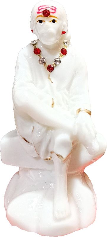 S A Gifts Premium Color and Quality Sai Baba Marble Idol Figurine Showpiece, For Gift and Home decor | Showpiece for living room | Showpiece gift sets | SaiBaba statue|Car Dashboard Decorative Showpiece - 9 cm  (Marble, White)