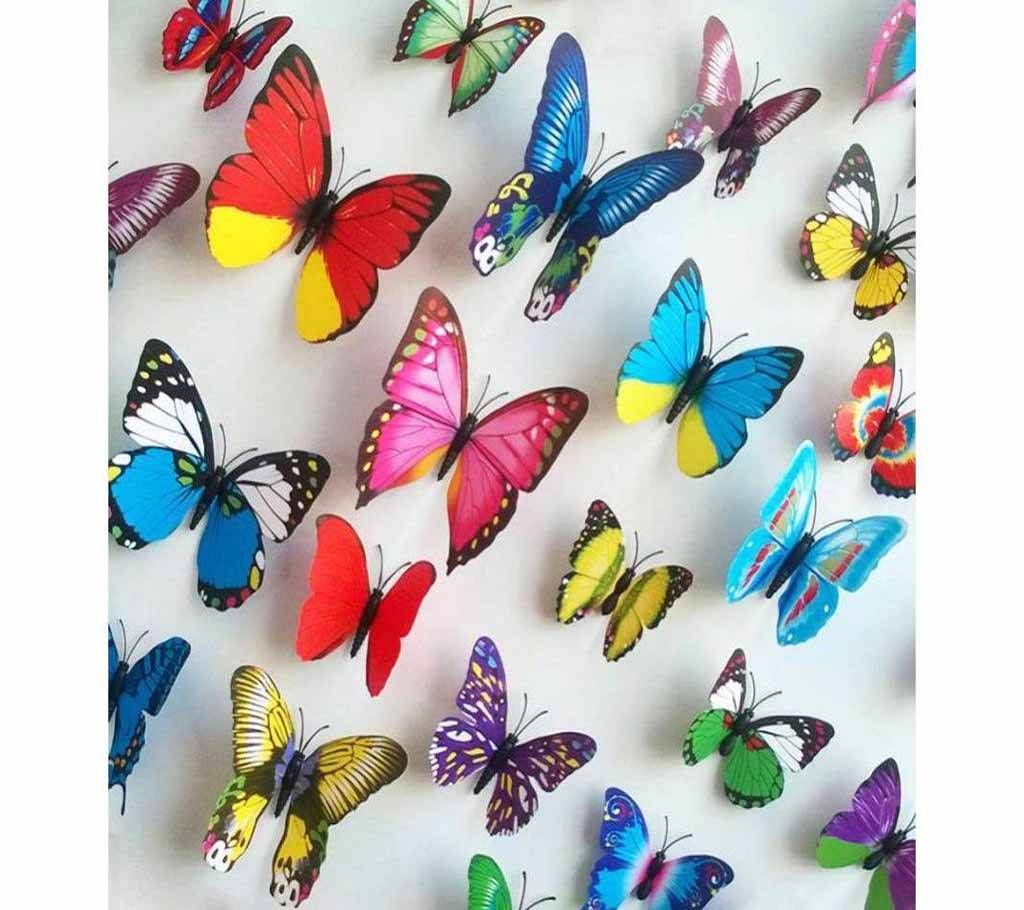 Butter Fly Wall Sticker Plastic Made -12 pc