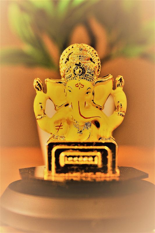 Wodec GOLDEN GANESH HARMONIUM SET Decorative Showpiece - 8 cm  (Fiber, Multicolor)