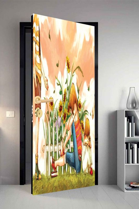 QTH 29.8 cm QTH Colourfull Dor-7282 Design Door Sticker Self Adhesive Sticker  (Pack of 1)