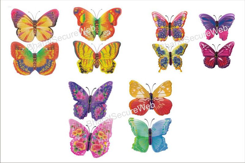 Multicolor Plastic Decorative 3D Butterfly Wall Stickers 12 Piece  (Multicolour)