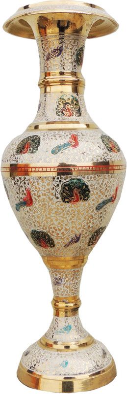 Brass Gift Center Brass Vase  (13.8 inch, Multicolor)