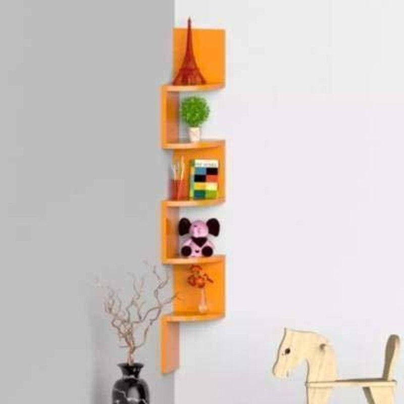 Shavify Wall shelf Zigzag shelves MDF Wall hanging ,floating ,mounted ,decorative Home ,for living room bedroom ,office MDF (Medium Density Fiber) Wall Shelf  (Number of Shelves - 5, Orange)
