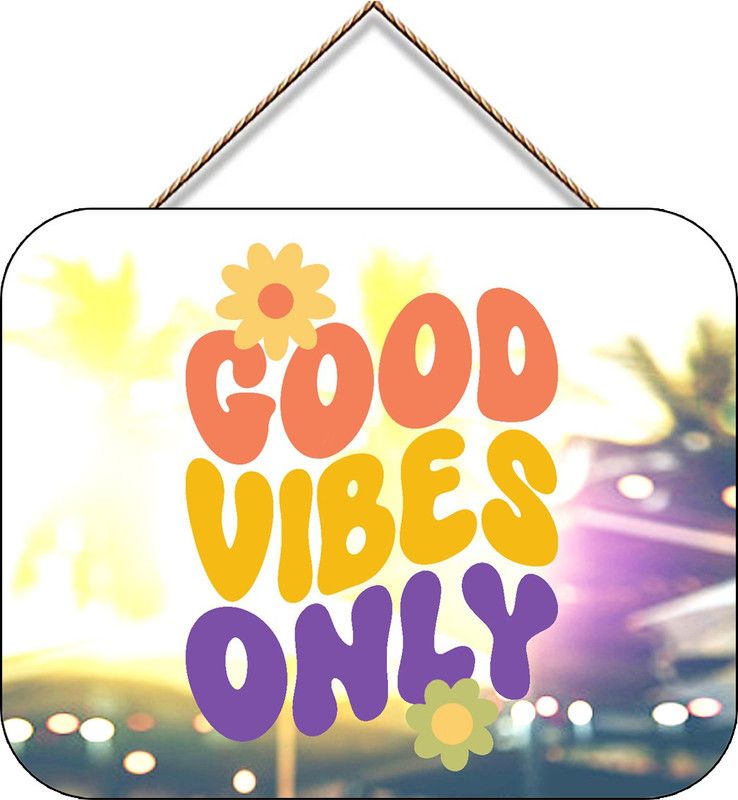 ANKU GOOD VIBES ONLY C Decorative Wooden Wall Hanging for Home|Decor  (Multicolor)