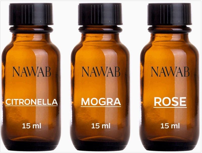 NAWAB essential aroma Diffuser oil(Citronella,Mogra,Rose-15ml each) Aroma Oil