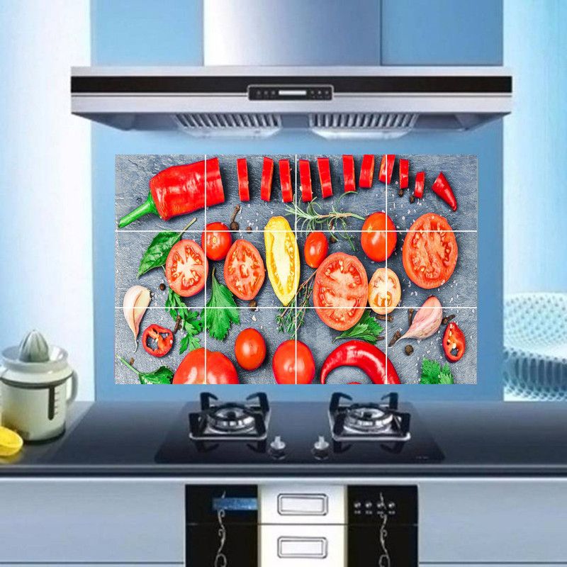 SUDARSHAN STICKER 58 cm Veggies Love Waterproof and Anti Oil Stain Kitchen Sticker Self Adhesive Sticker  (Pack of 1)