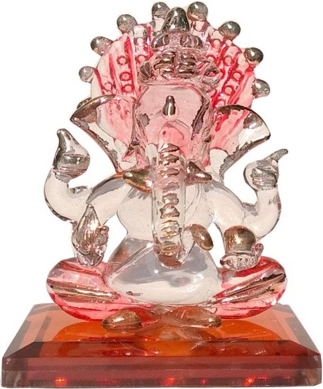 Mann Retails Ganesha with beautiful chakra Decorative Showpiece - 7 cm  (Glass, Orange)