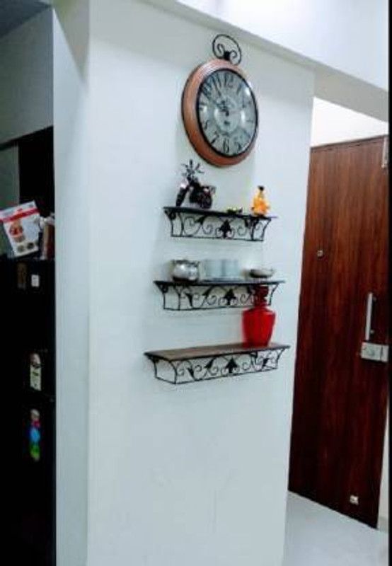 ANB Enterprises Wall shelf wooden wrought iron shelves set of 3 MDF (Medium Density Fiber) Wall Shelf  (Number of Shelves - 3, Brown, Black)