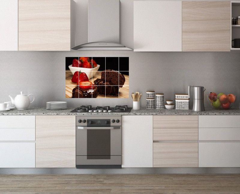 SUDARSHAN STICKER 55 cm Brownie with strawberry Waterproof and Anti Oil Stain Kitchen Sticker Self Adhesive Sticker  (Pack of 1)