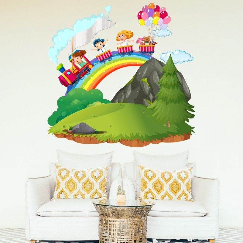 StickMe 100 cm Happy Kids Train Wall Sticker - SM 495 Self Adhesive Sticker  (Pack of 1)