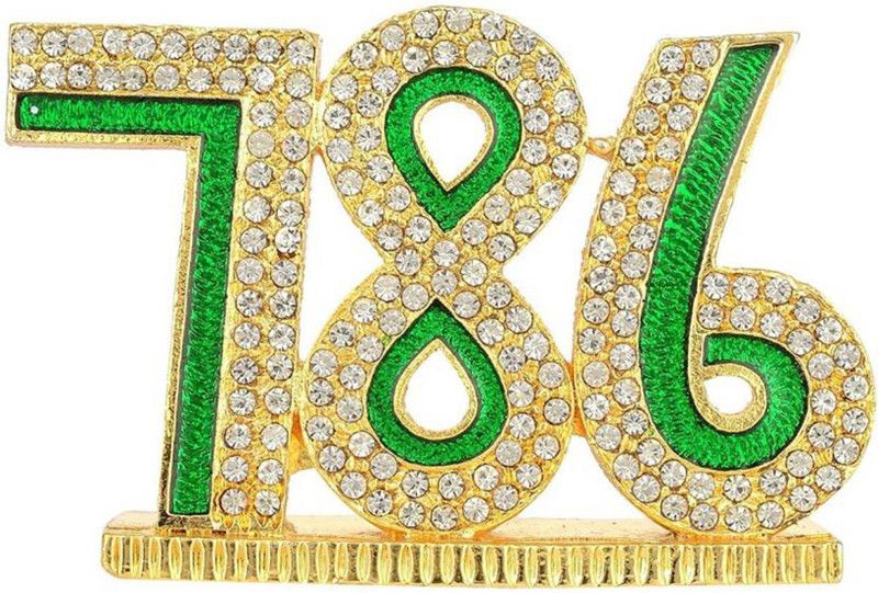 SmsTraders Gifts 786 Idol Decorative Showpiece - 5 cm  (Gold Plated, Green, Gold)