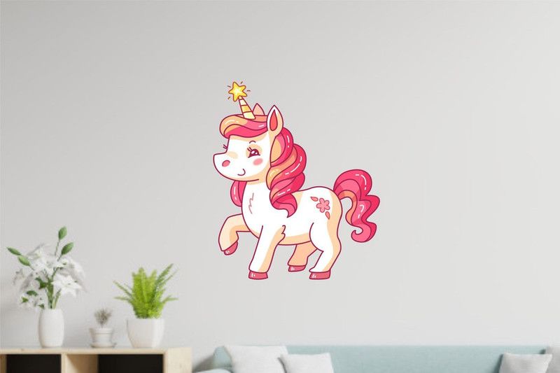 Kamya Home Décor 50 cm Smiley unicorn wall sticker Self Adhesive Sticker  (Pack of 1)