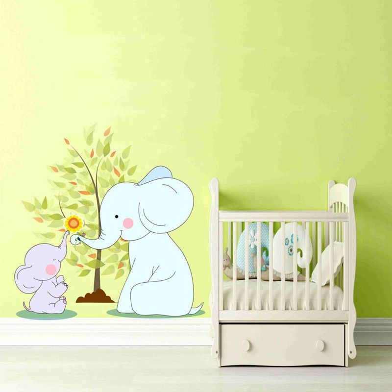 Decor hubb 60 cm Elephant Love Wall Sticker For Kids Room 60 CM X 60 CM Self Adhesive Sticker  (Pack of 1)