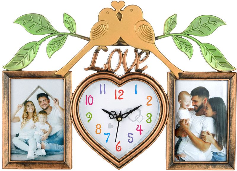 Att'z Analog 29 cm X 40 cm Wall Clock  (Beige, With Glass, Standard)