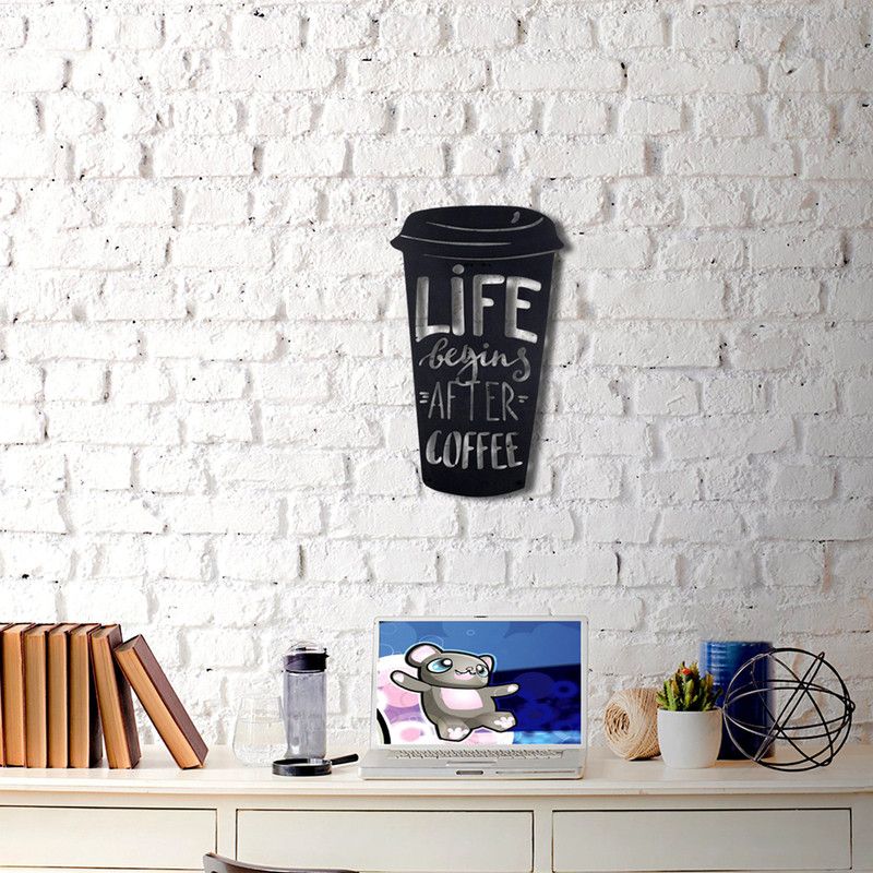Sanvi Creations The 3D Wall Art COFFEE CUP 25(Black)Suitable for Living Room,Foyer,Bedroom,Hallway  (18 cm X 12 cm, Black)