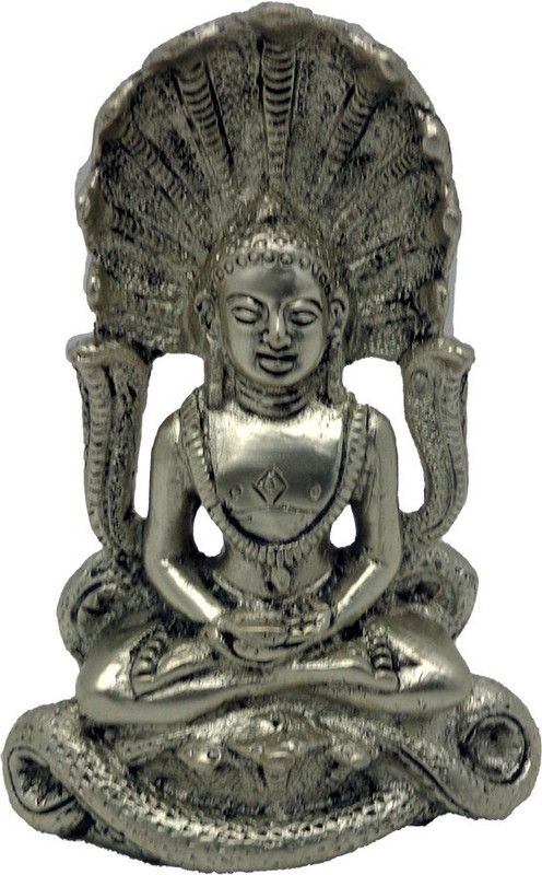 ART N HUB Shesh Naag Buddha Brass Statue -Handicraft decorative Item Decorative Showpiece - 12 cm  (Brass, Silver)