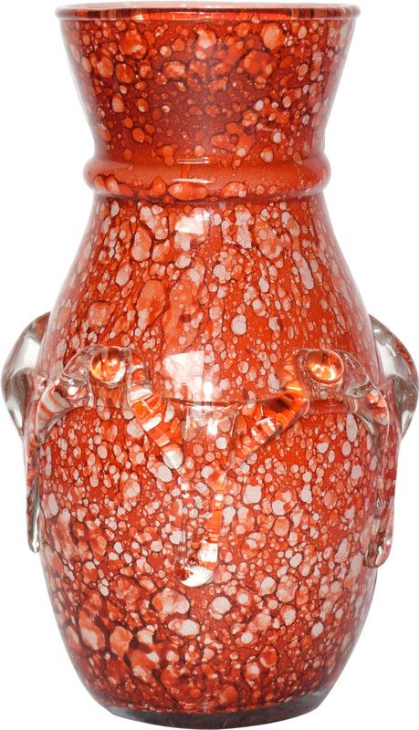 Guru Baba Traders Glass Vase  (6 inch, Orange)