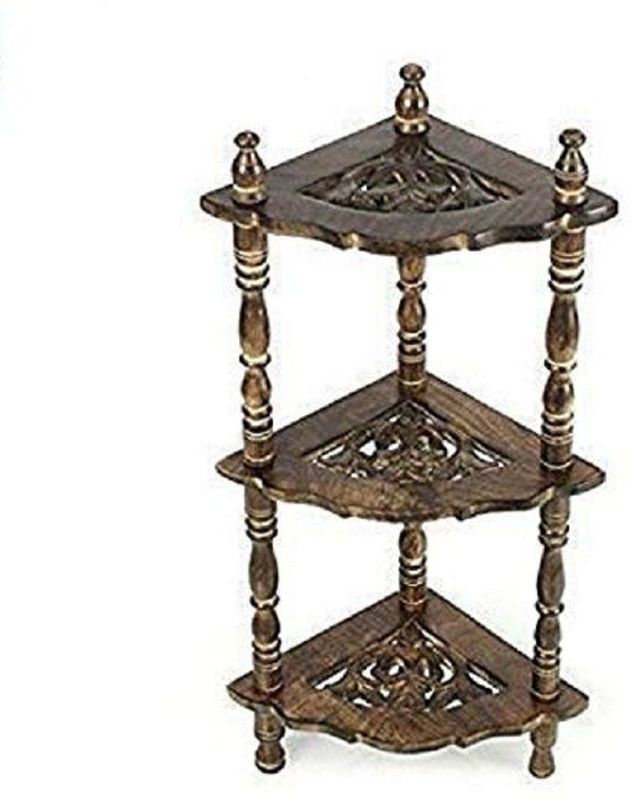 maharaja style Wooden Multipurpose Folding Mini Corner Rack-Beautiful shelve for Home & Office Decor Made Wood With 3 Shelves Wooden Wall Shelf  (Number of Shelves - 3, Brown)