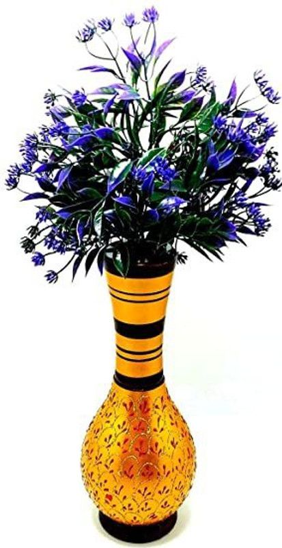Artiffi Perfect Homes Stylish Decorative Flower Vase Pot Wooden Vase  (12 inch, Gold)