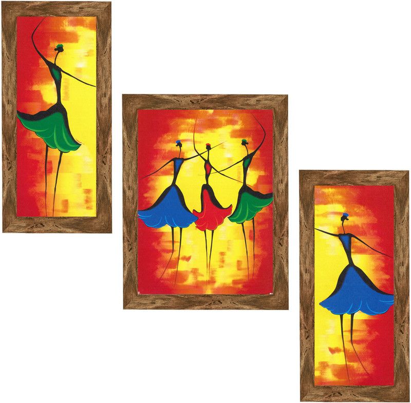 Indianara Digital Reprint 13 inch x 10.2 inch Painting  (With Frame, Pack of 3)