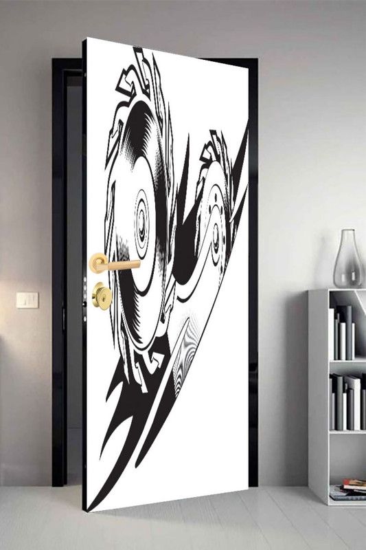 qth 213 cm Line Art Dor-0393 Design Door Sticker Self Adhesive Sticker  (Pack of 1)