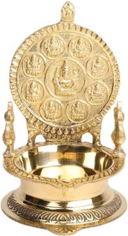 PKS SARSHI Asthalakshmi Vilakku No.4 (LxBxH 4x5x6 Inches) Brass Table Diya  (Height: 6 inch)