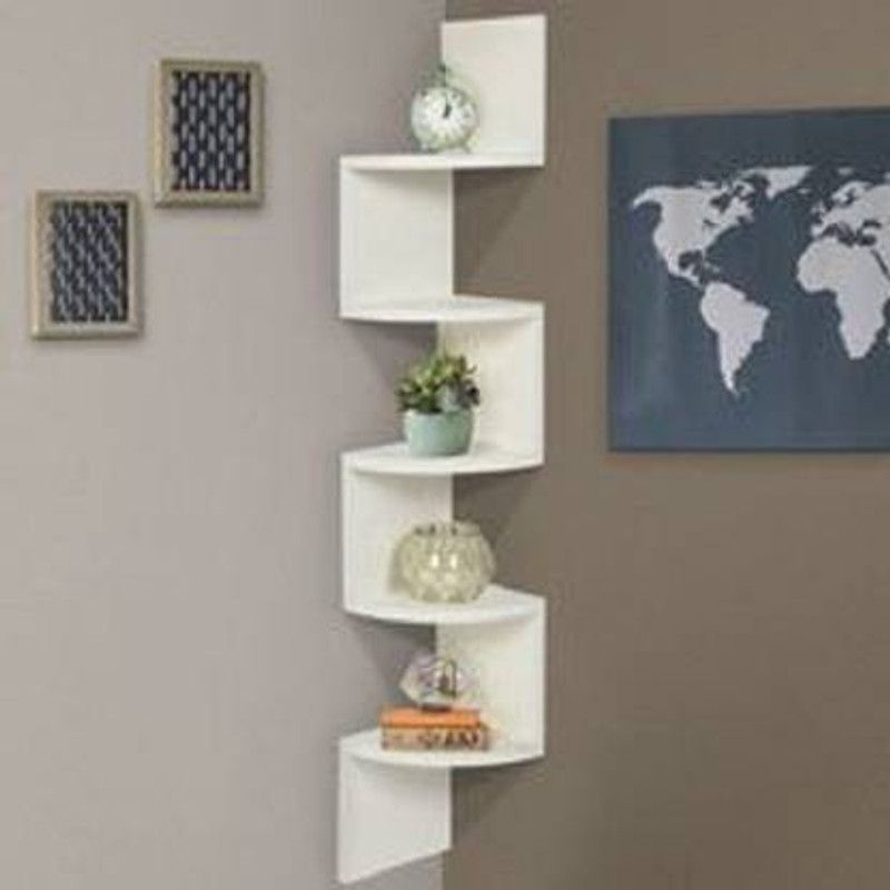 ANB Enterprises Wall shelf zig zeg shelves wall corner decorative living room bed room MDF (Medium Density Fiber) Wall Shelf  (Number of Shelves - 5)