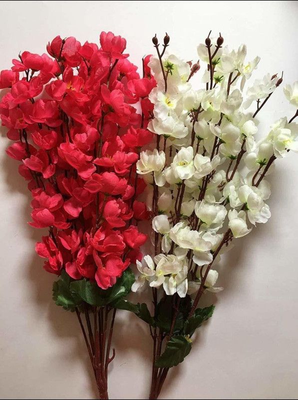 Everbuy White, Pink Orchids Artificial Flower  (23 inch, Pack of 2, Flower Bunch)
