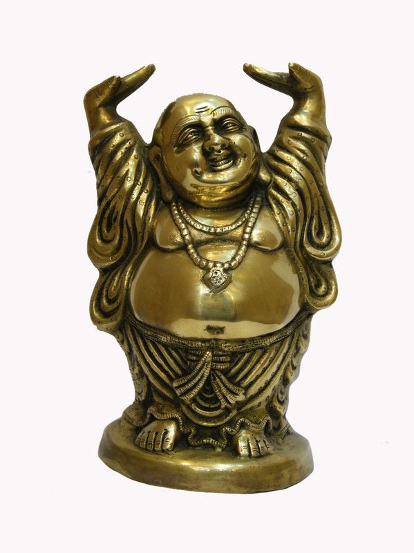 divineind Laughing Buddha as a Wealth Giver Decorative Showpiece - 27.9 cm  (Brass, Gold)