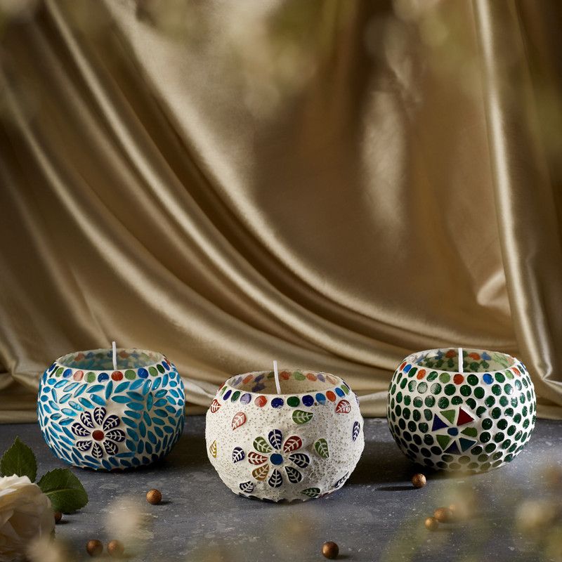 Purvaa Hasthkala 2 Candle  (Multicolor, Pack of 2)
