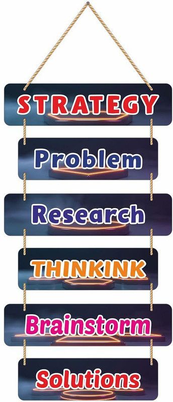 KREEPO Strategy Problem Research Thinking MDF Hanging Sign Board for Wall Decor_kr19  (Multicolor)