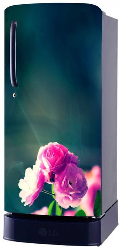 Psychedelic Collection 60 cm Beautifull Decorative Pink Flower Fridge Sticker (Multicolor Vinyl 120x60) Self Adhesive Sticker  (Pack of 1)