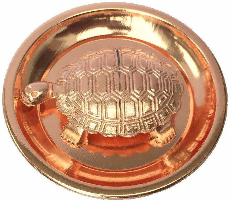 Satya Vipal Metal Feng Shui Vastu Turtle Tortoise Plate Decorative Showpiece - 2 cm  (Brass, Copper)