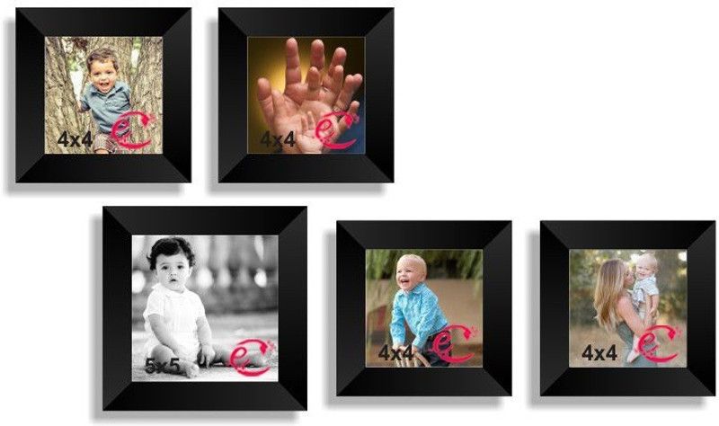 eCraftIndia Wood Personalized, Customized Gift Best Friends Reel Photo Collage gift for Friends, BFF with Frame, Birthday Gift,Anniversary Gift Wall  (Black, 5 Photo(s), 4In x 4In, 5In x 5In)