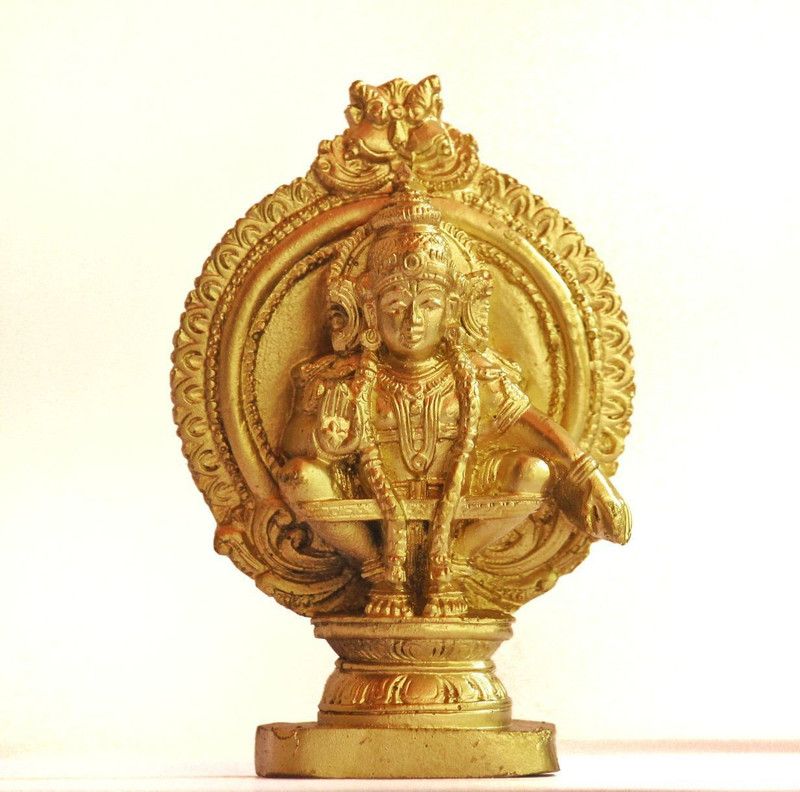 brahma crafts Ayyapa Idol Made in polymarble, Ayyappa Statue 10 cm height Decorative Showpiece - 10 cm  (Polyresin, Gold)