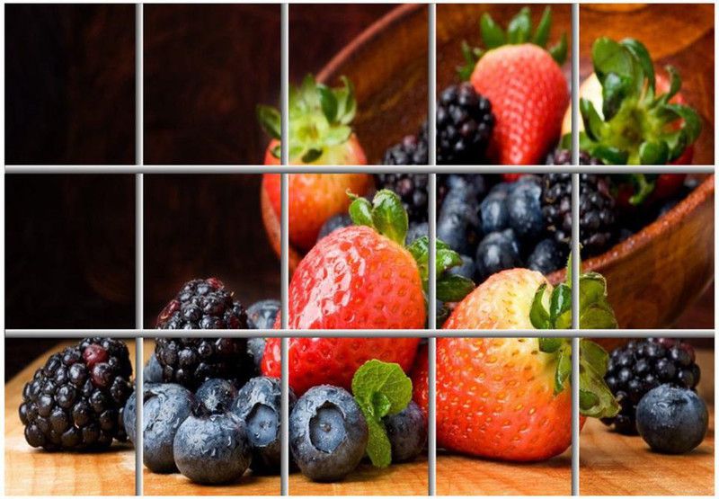 K2A Studio 80 cm Grapes and Strawberry Blackberries Fruit Waterproof Kitchen Sticker (50x80) Self Adhesive Sticker  (Pack of 1)