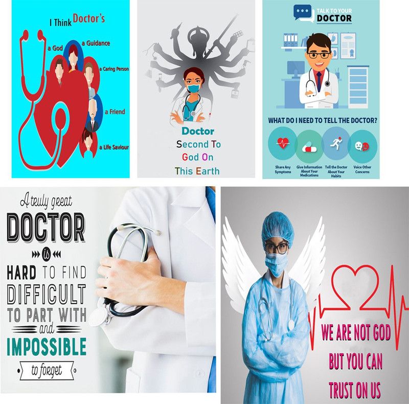 Wall gallery 45.72 cm Doctor Clinic Decorative Wall Glowing Sticker For Clinic, Hospital, 18 x12 Inc Self Adhesive Sticker  (Pack of 5)