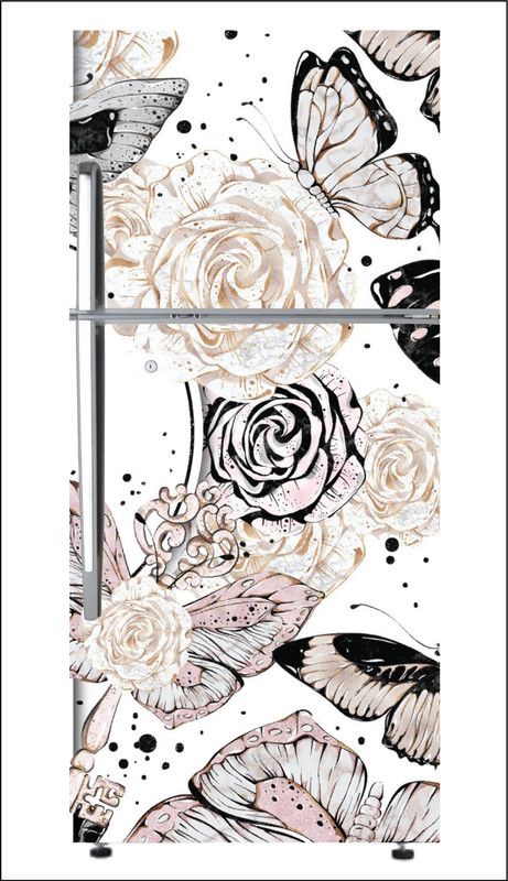 Divine studio 60 cm flowers wallpapers vinyl Fridge Self Adhesive Sticker  (Pack of 1)