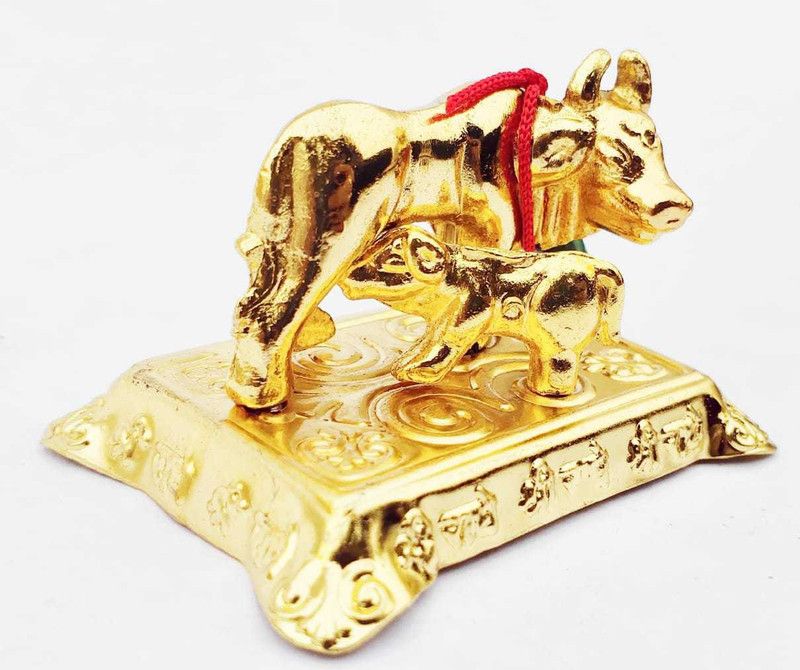 A1 Laxmi Ganesh Decorative Showpiece - 4 cm  (Brass, Gold)