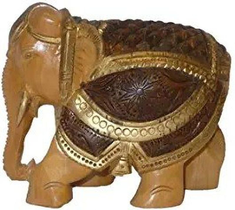 Pinkcity Gems & Handicraft Wooden Elephant Home Decorative Items Decorative Showpiece - 12 cm  (Wood, Brown)