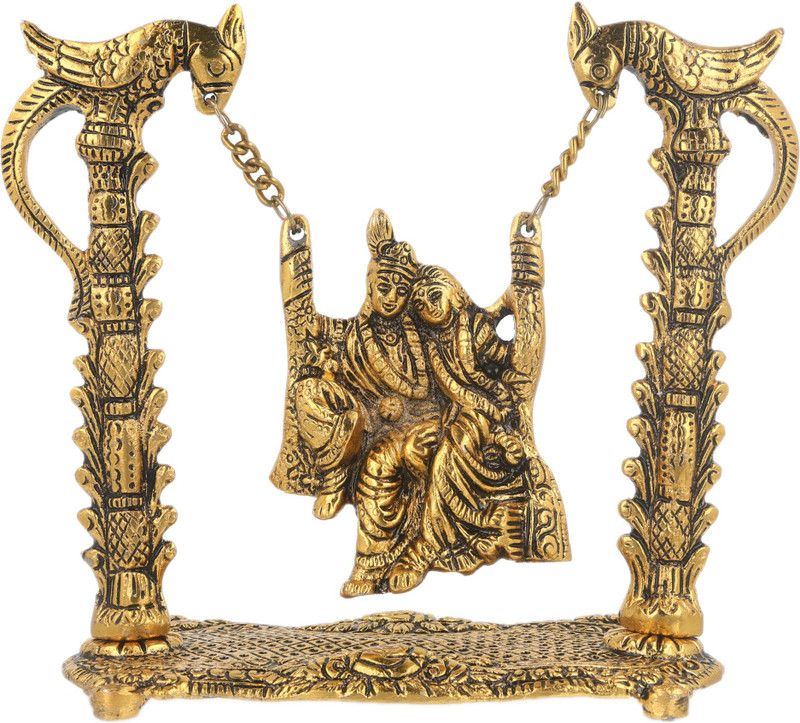 WEBELKART Premium Spiritual Metal Radha-Krishna Jhula Idol Decorative Showpiece - 17 cm  (Iron, Gold)