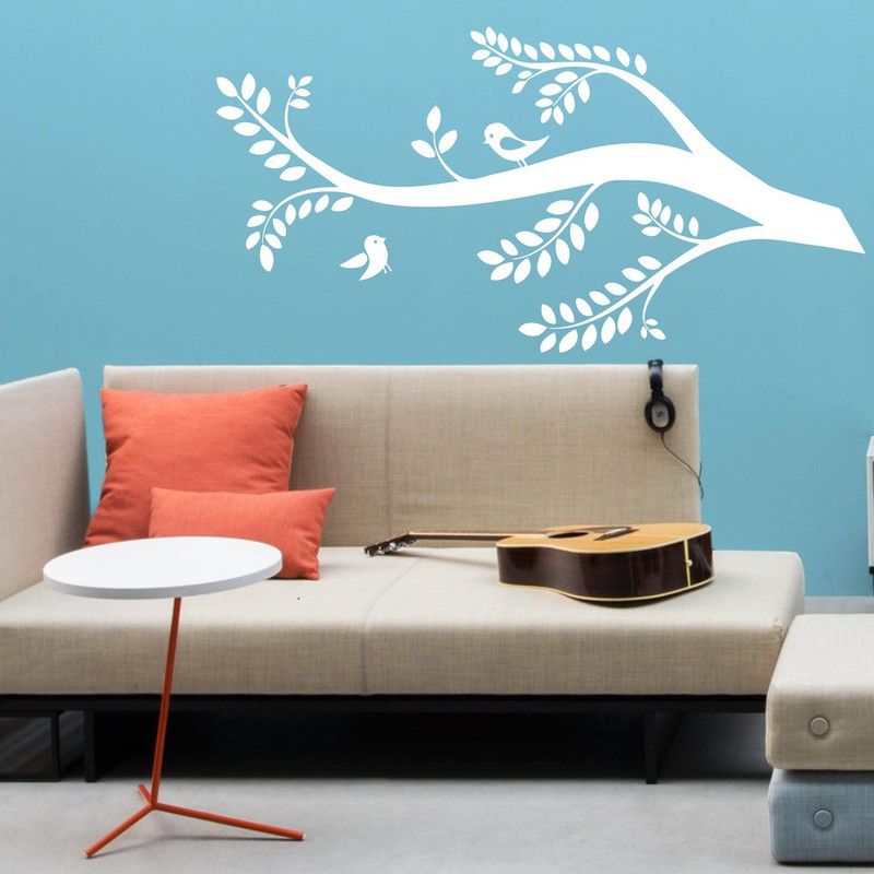 Decor Villa 58 cm Decor villa Bird Flying On Tree Wall Wall Decal & Sticker White Color Large Size - 58*50 Cm Self Adhesive Sticker  (Pack of 1)