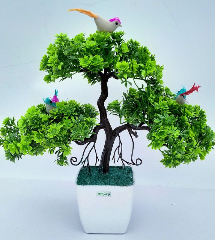 manyas Clasic green plant Bonsai Wild Artificial Plant with Pot  (19 cm, Green)